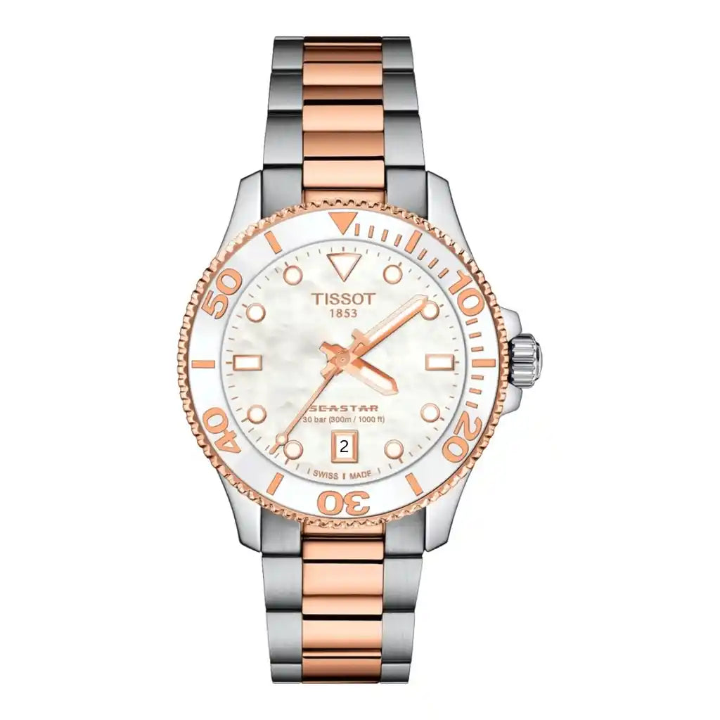 Tissot Seastar T120.210.22.111.00 Uhr Perlmutt , Edelstahl, Roségold, PVD-beschichtet, 36 mm