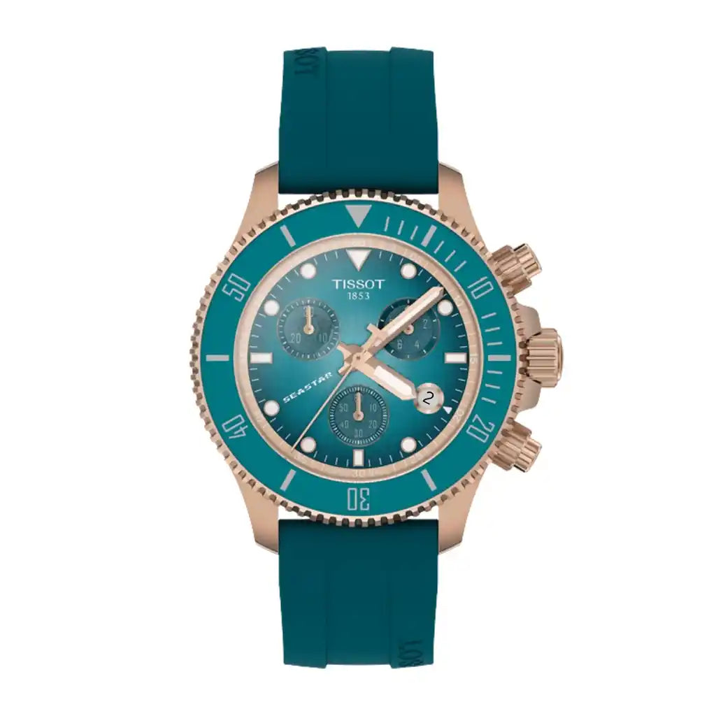 Tissot Seastar T120.217.37.041.00 Uhr mit Türkis , Edelstahl, PVD-beschichtet, 38 mm