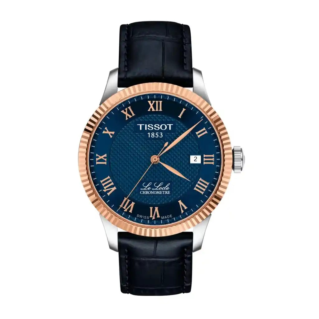 Tissot Le Locle T932.408.46.043.00 39mm blauem Zifferblatt, Edelstahl, Roségold, PVD-beschichtet, 39mm
