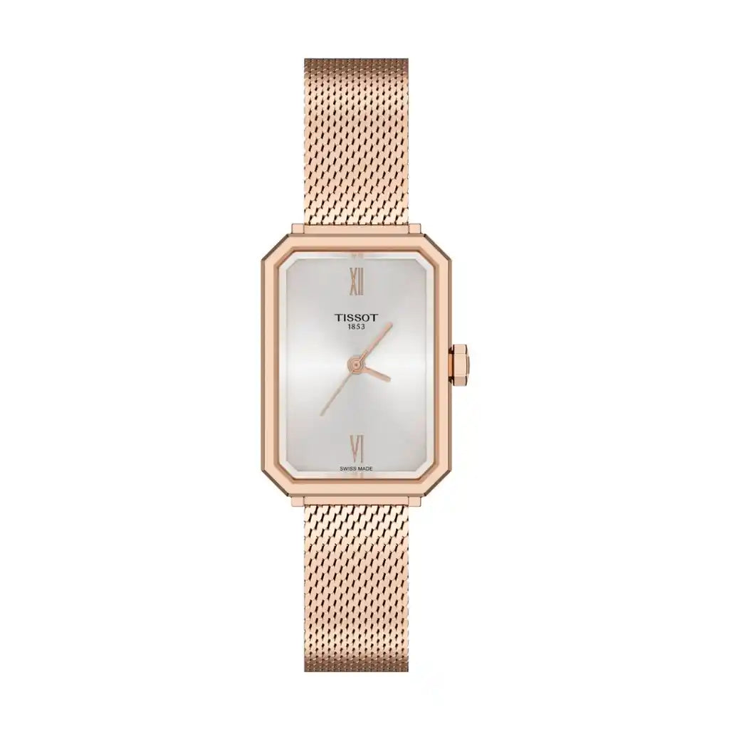 Tissot SRV T160.110.33.033.00 Uhr mit Silber , Edelstahl, Roségold, PVD-beschichtet, 30,00 x 21,80 mm