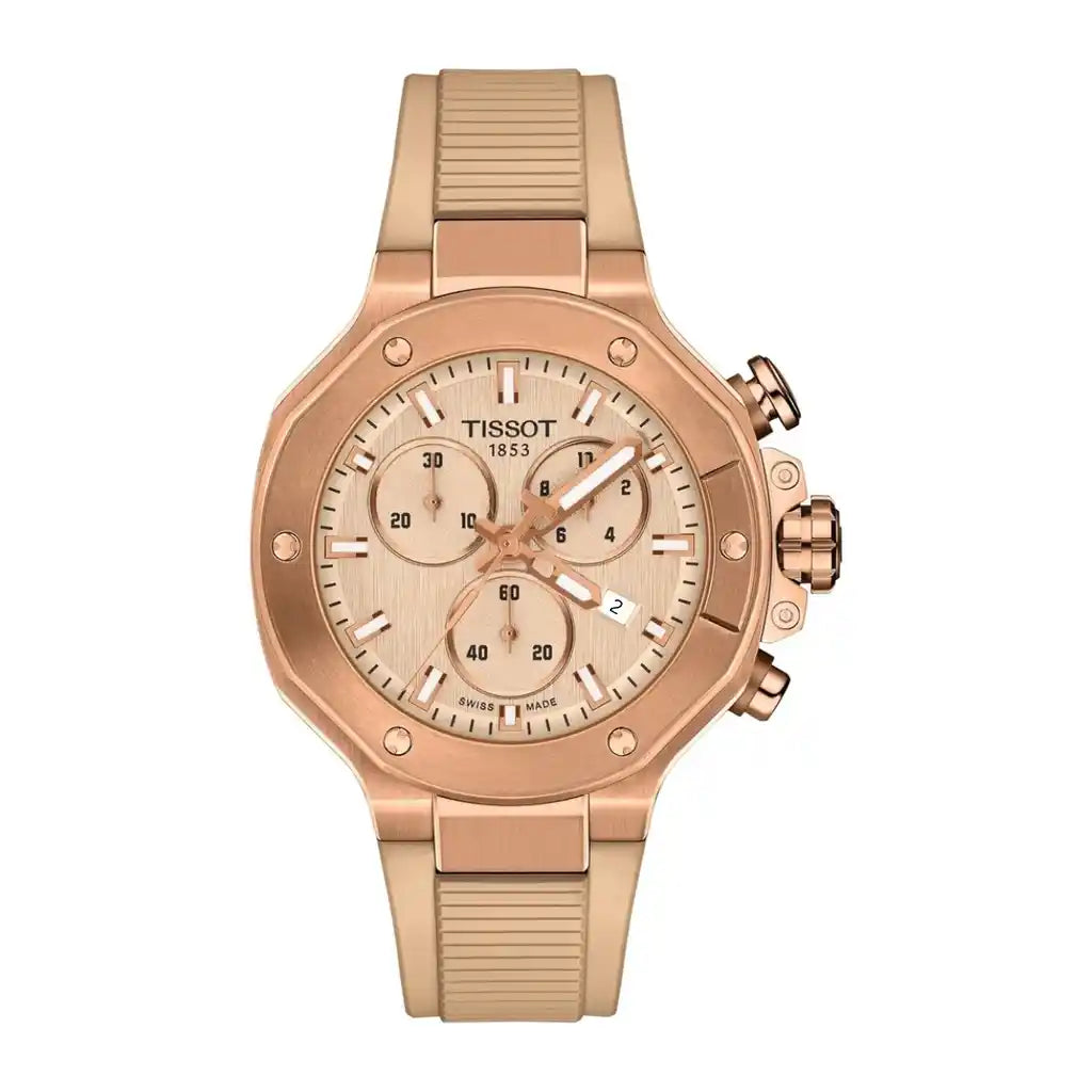 Tissot T-Race T141.817.37.501.00 Uhr mit Champagner , Edelstahl und Roségold , 38 mm