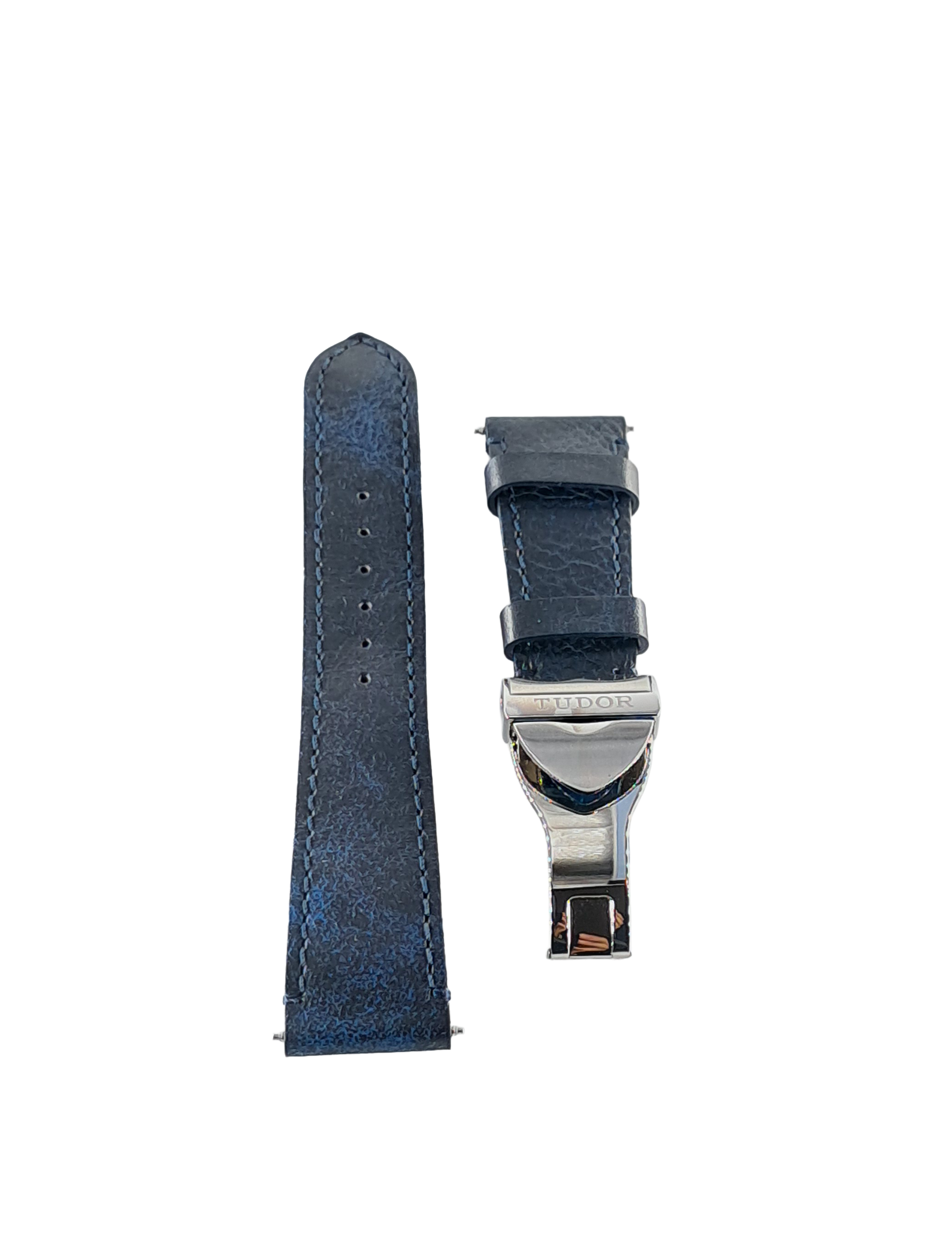 Original Tudor Black Bay Blue Leather Strap with Clasp