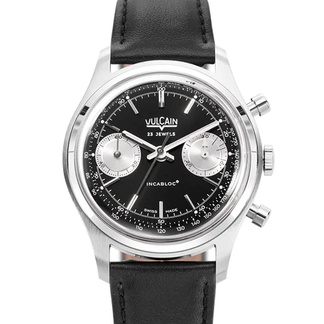 Vulcain Chronographe Remontage Manuel Noir/Argent 38mm