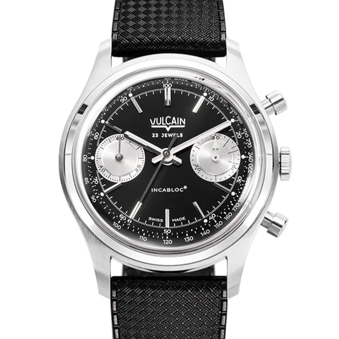 Vulcain Chronographe Remontage Manuel Noir/Argent 38mm