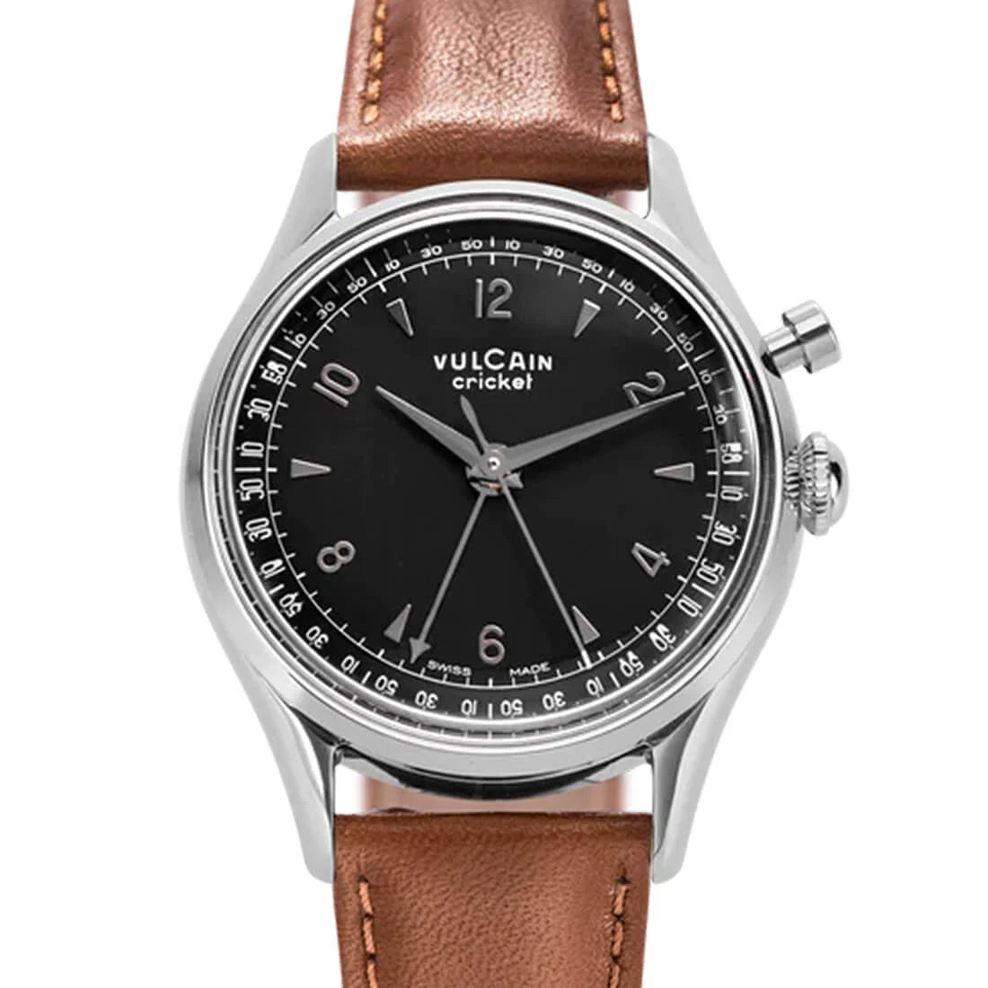 Vulcain Cricket met handopwinding, zwart, 39 mm