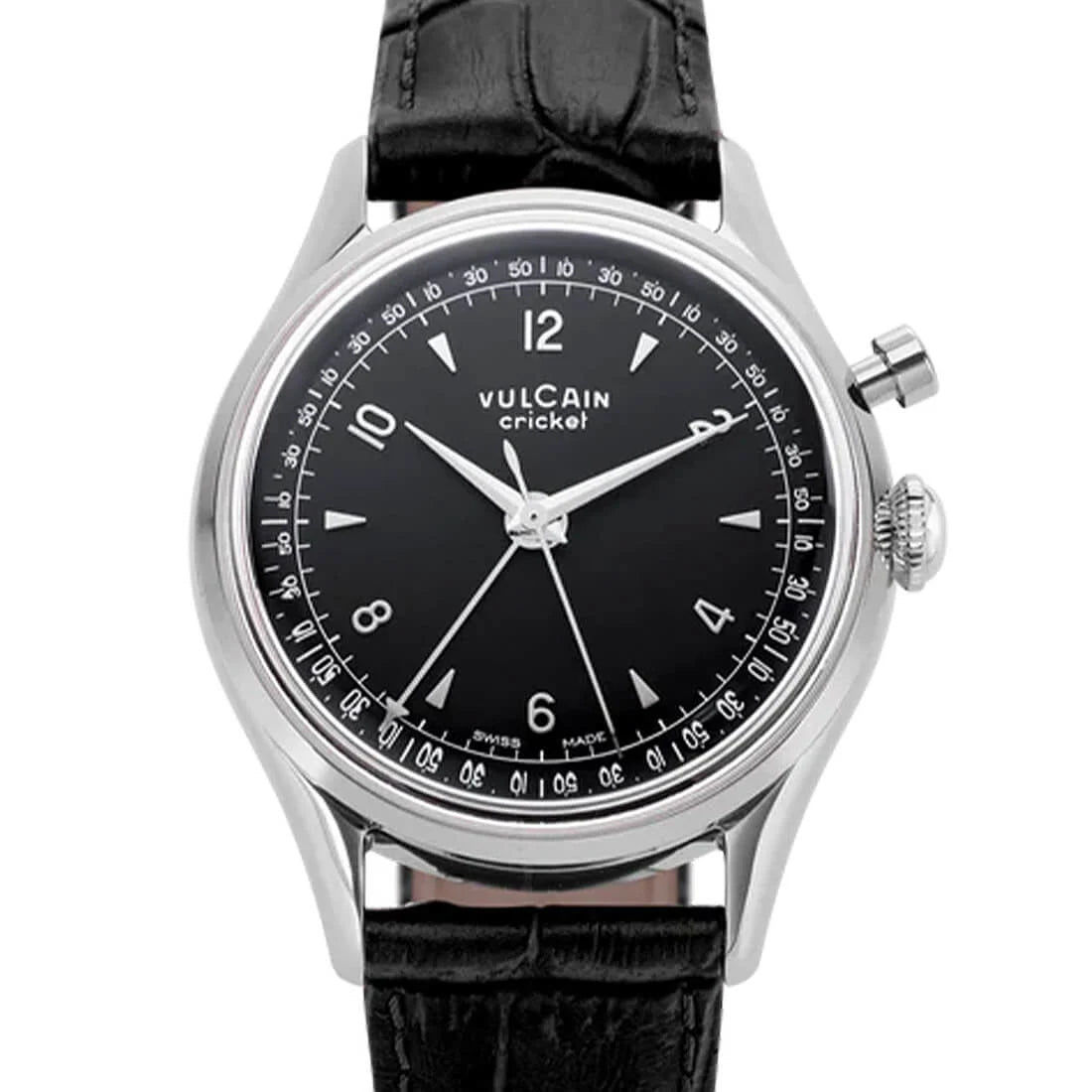 Vulcain Cricket met handopwinding, zwart, 39 mm