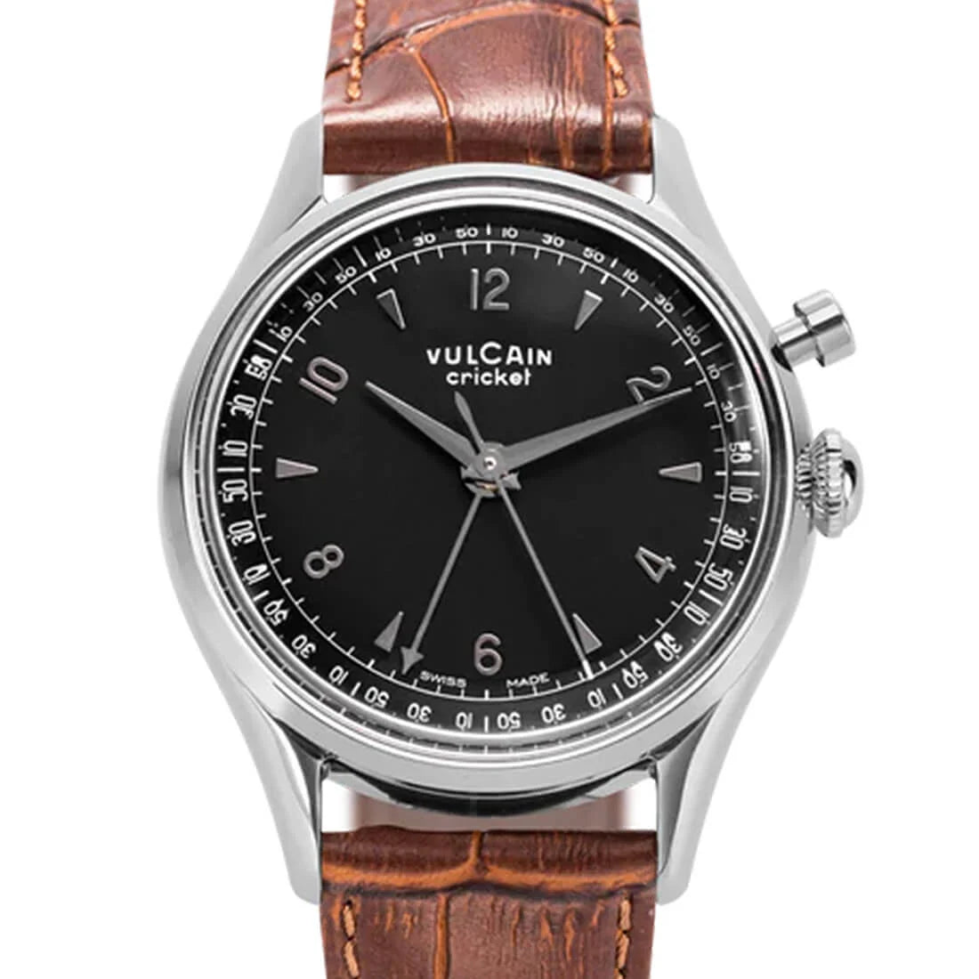 Vulcain Cricket met handopwinding, zwart, 39 mm