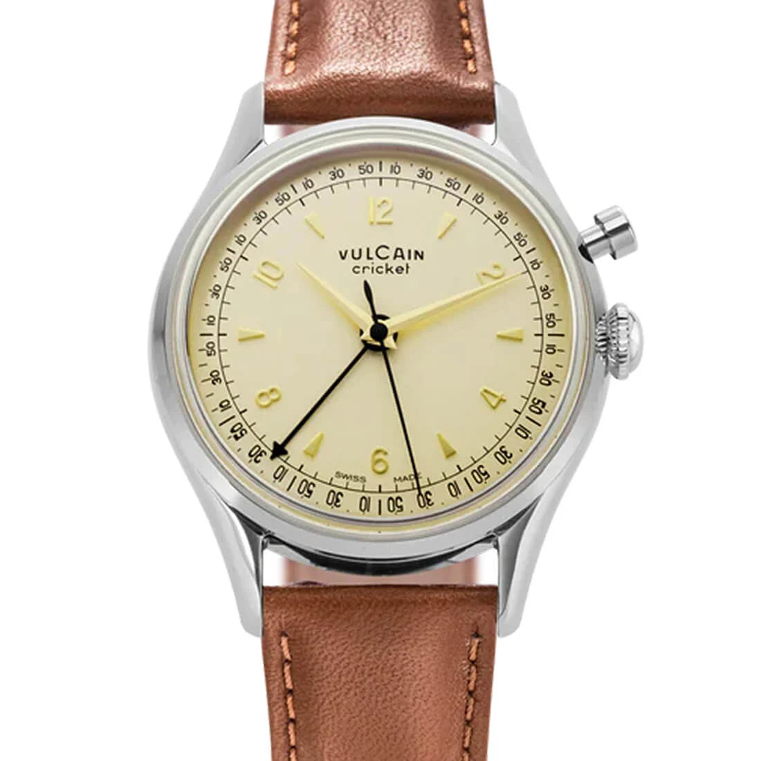 Vulcain Cricket met handopwinding, eierschaalkleur, 39 mm