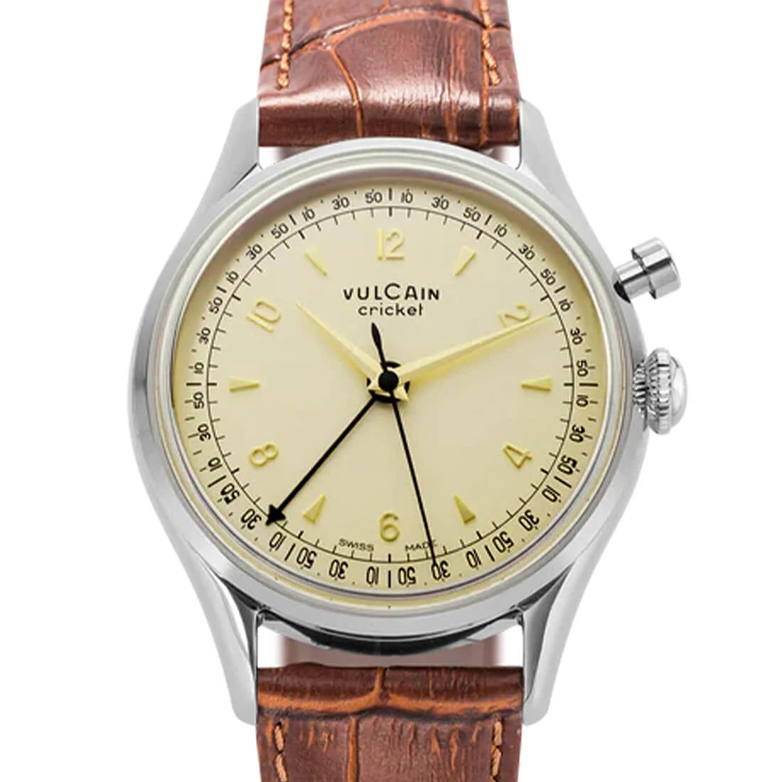 Vulcain Cricket met handopwinding, eierschaalkleur, 39 mm