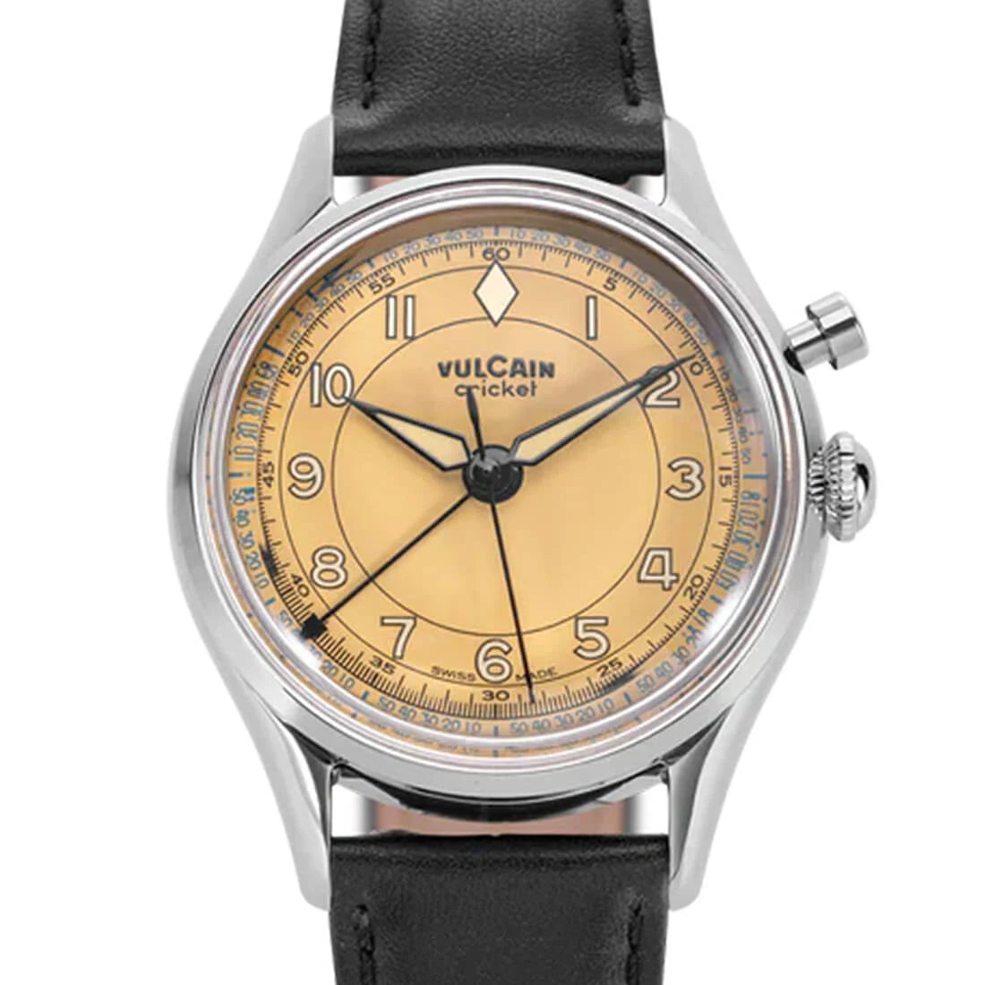 Vulcain Cricket met handopwinding, bruin-kaki, 39 mm