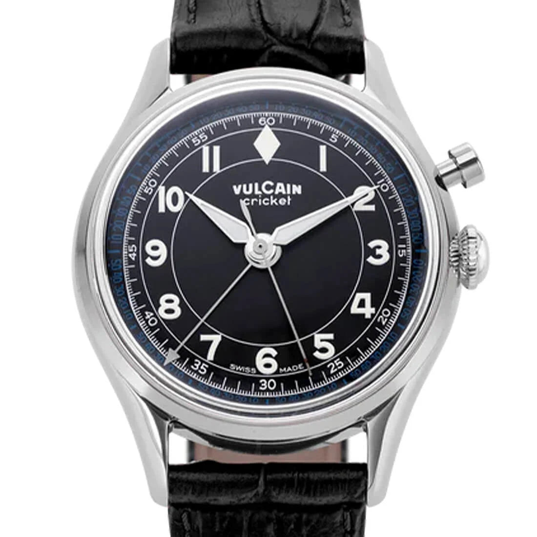 Vulcain Cricket met handopwinding, zwart, 36 mm