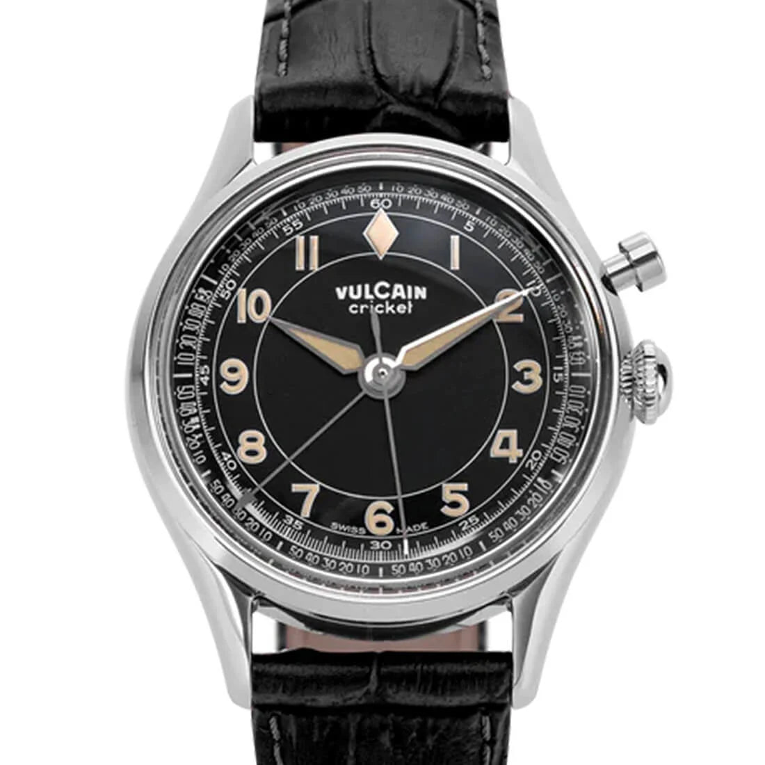 Vulcain Cricket met handopwinding, zwart, 36 mm