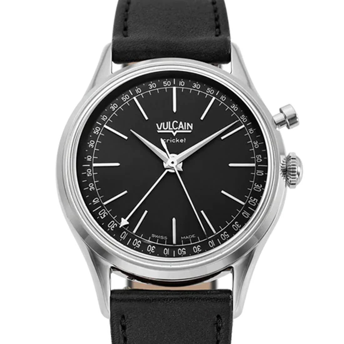 Vulcain Cricket met handopwinding, zwart, 36 mm