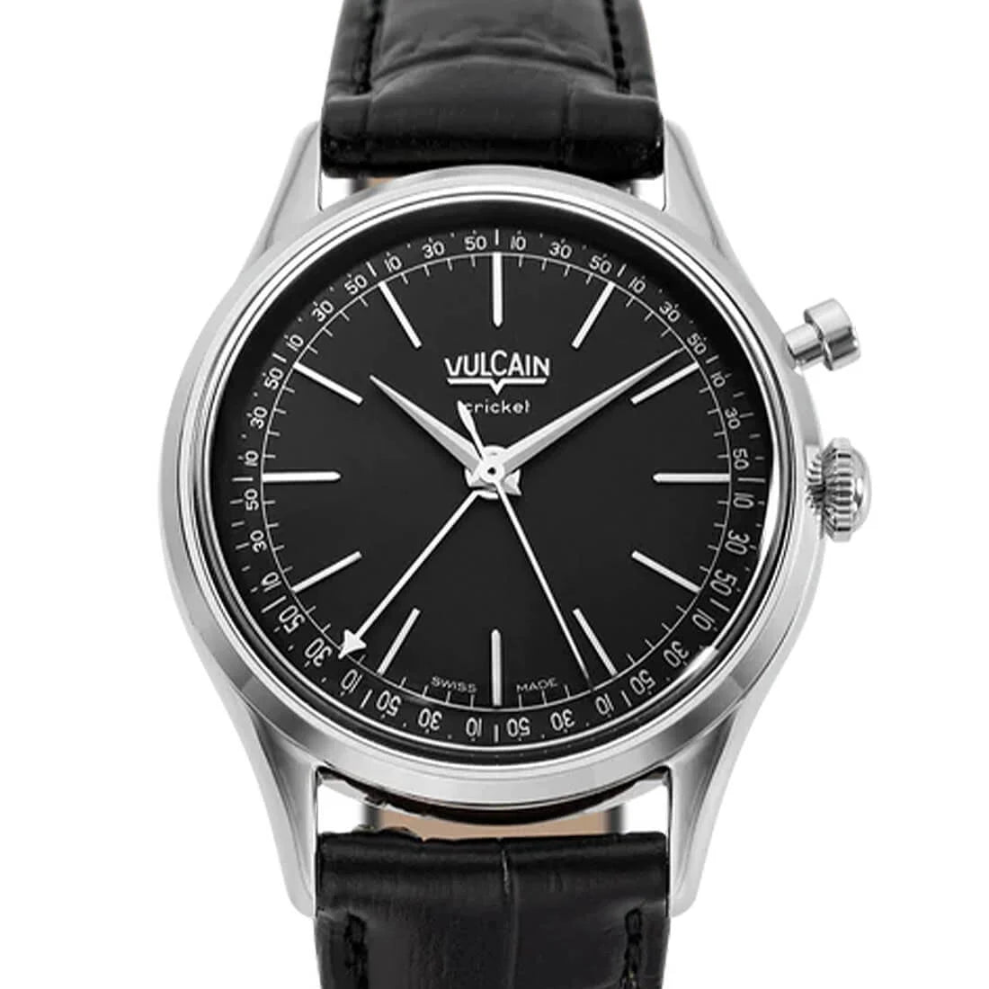 Vulcain Cricket met handopwinding, zwart, 36 mm