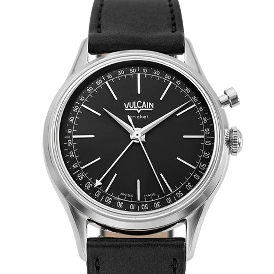 Vulcain Cricket met handopwinding, zwart, 39 mm