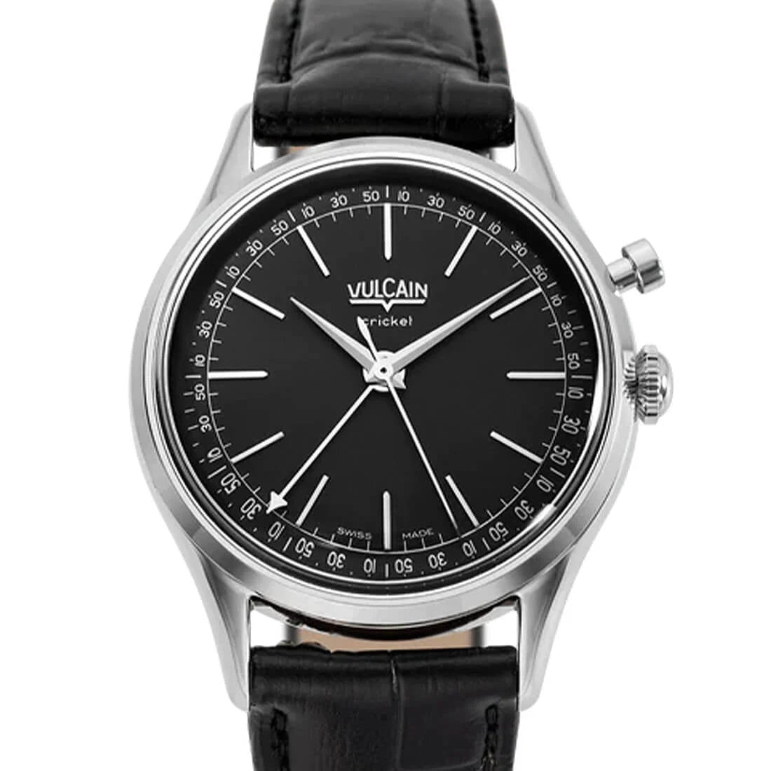 Vulcain Cricket met handopwinding, zwart, 39 mm
