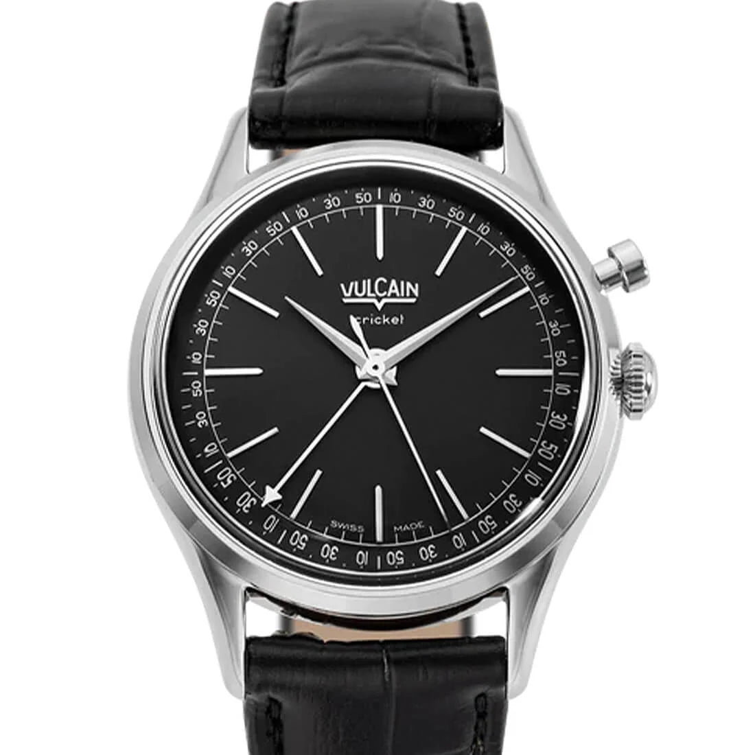 Vulcain Cricket met handopwinding, zwart, 39 mm