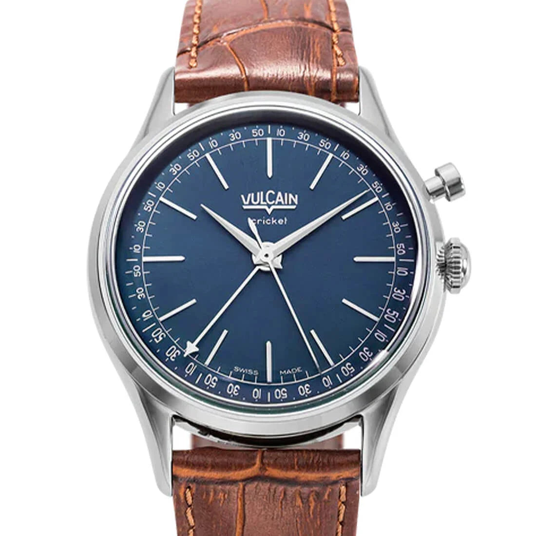 Vulcain Cricket met handopwinding, blauw, 39 mm