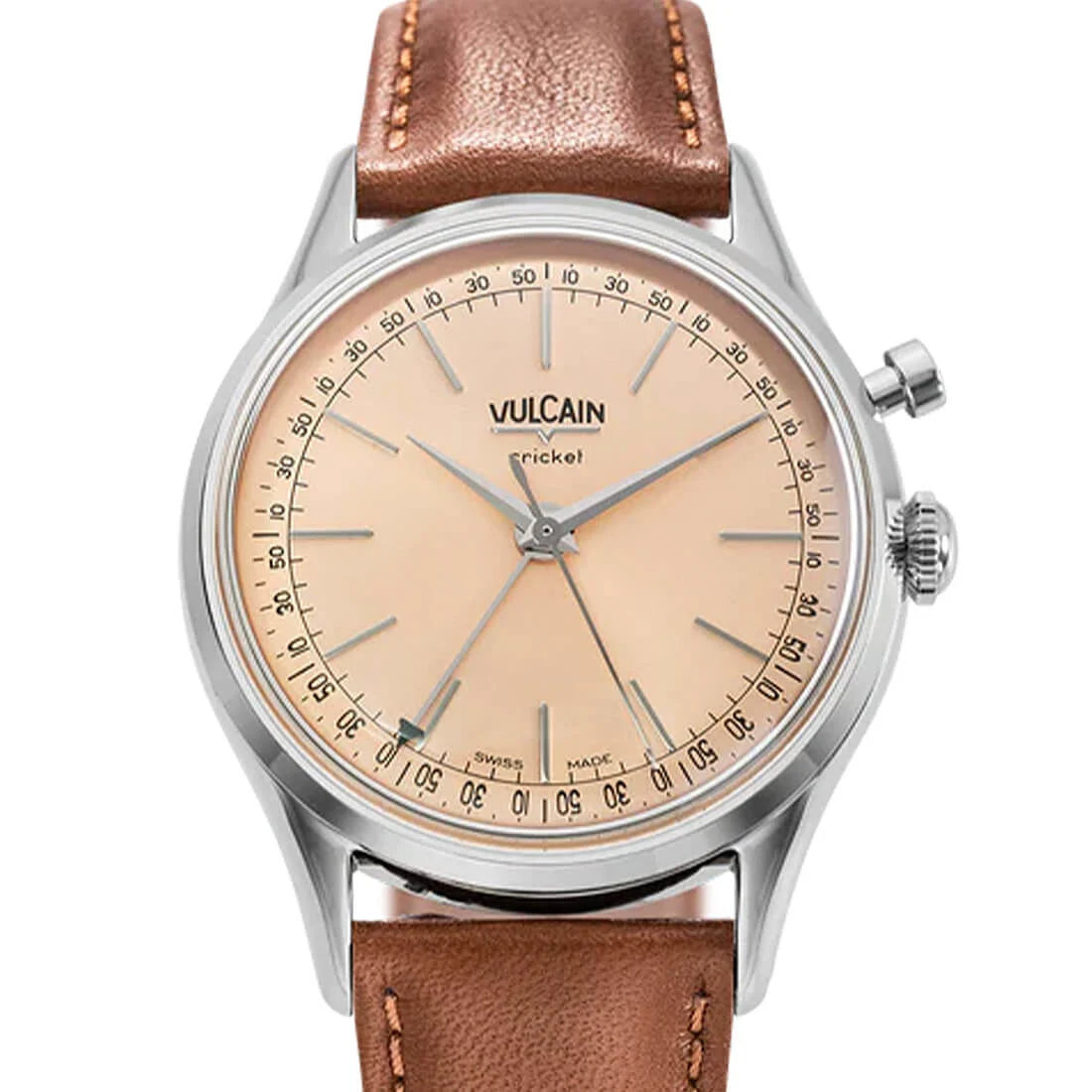 Vulcain Cricket met handopwinding, zalmkleurig, 39 mm