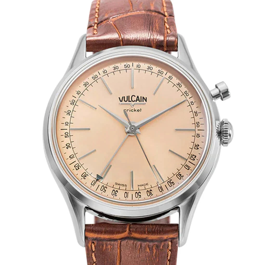 Vulcain Cricket met handopwinding, zalmkleurig, 39 mm