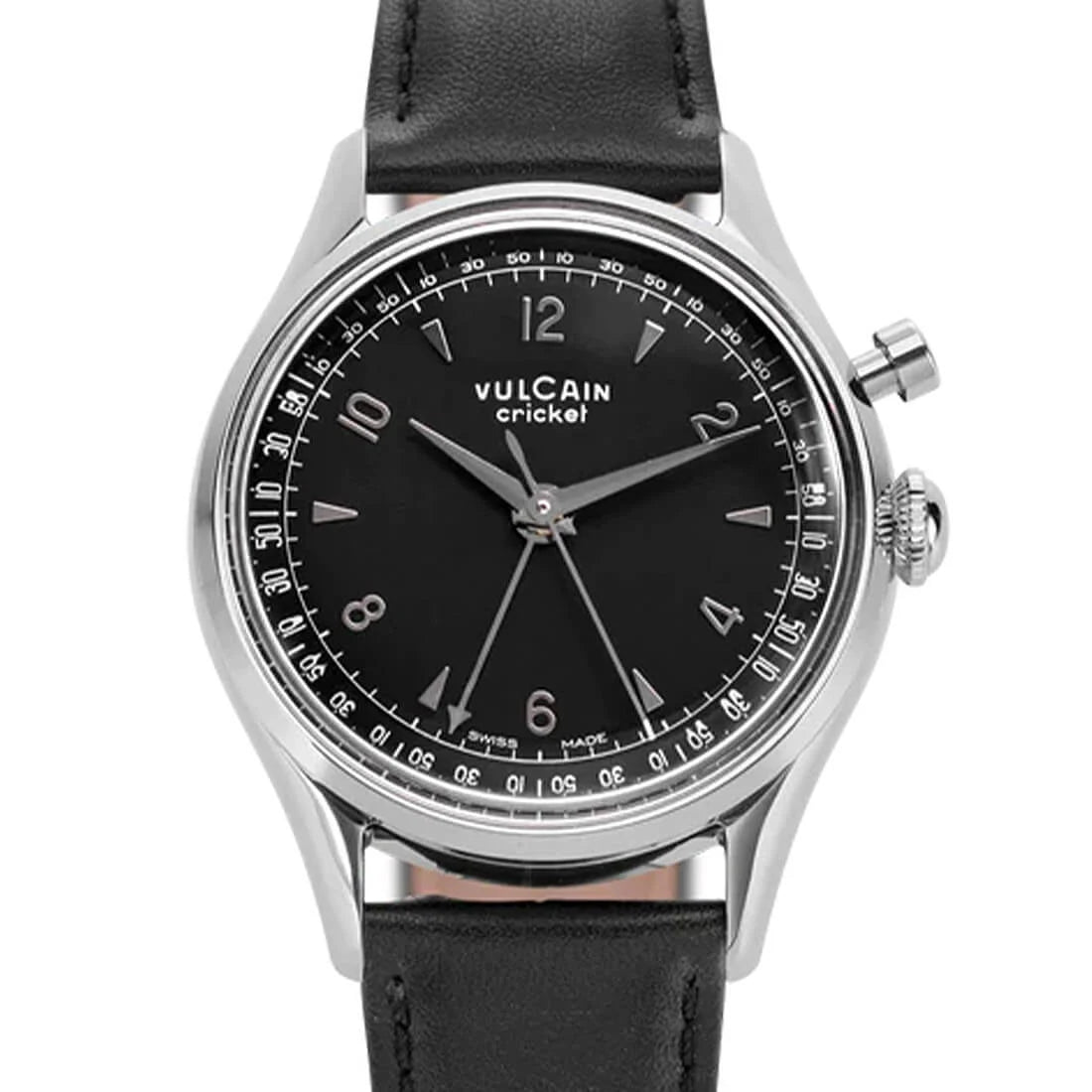 Vulcain Cricket met handopwinding, zwart, 39 mm