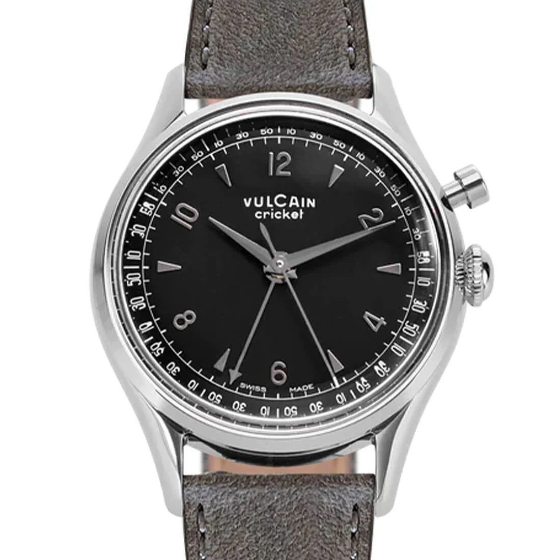 Vulcain Cricket met handopwinding, zwart, 39 mm