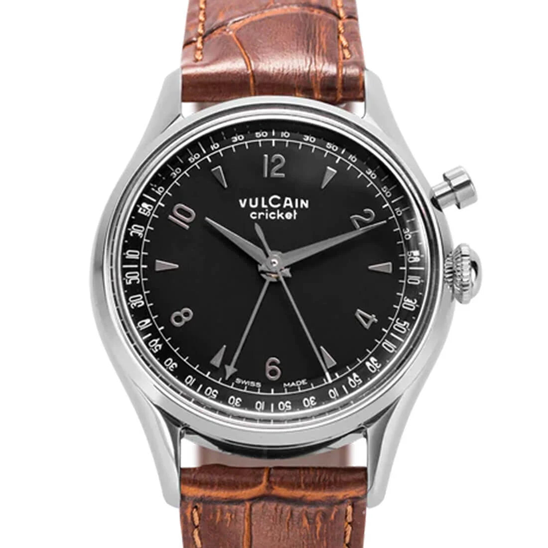 Vulcain Cricket met handopwinding, zwart, 39 mm