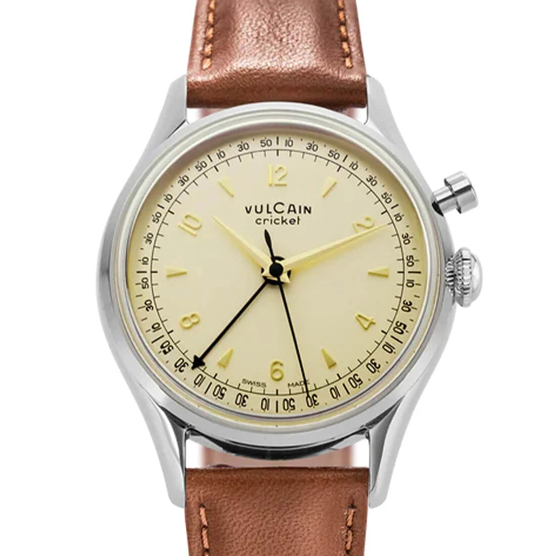 Vulcain Cricket met handopwinding, eierschaalkleur, 39 mm