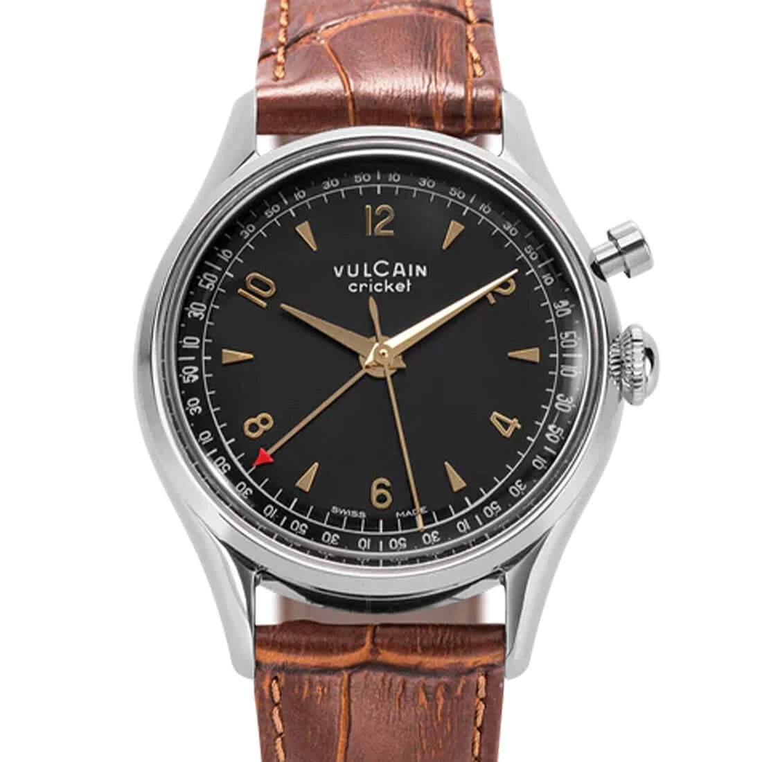 Vulcain Cricket met handopwinding, zwart/goud, 36 mm