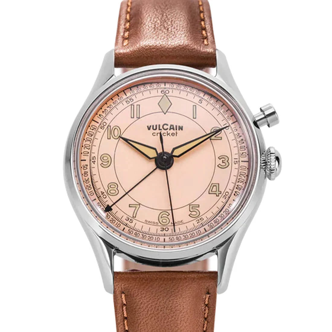 Vulcain Cricket met handopwinding, zalmkleurig, 36 mm