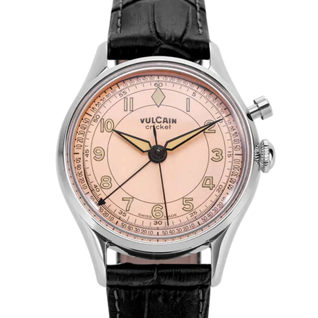 Vulcain Cricket met handopwinding, zalmkleurig, 36 mm