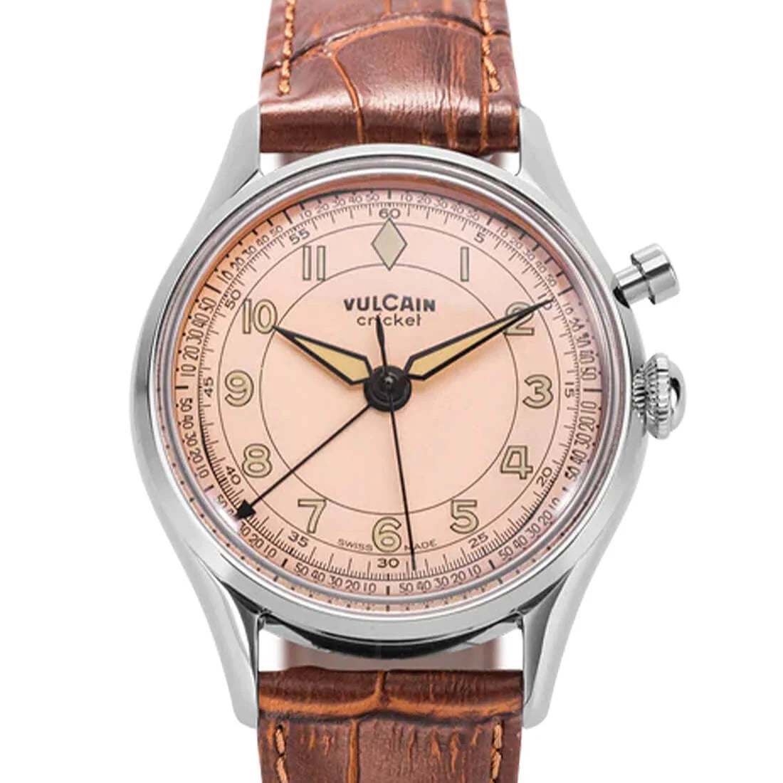 Vulcain Cricket met handopwinding, zalmkleurig, 36 mm