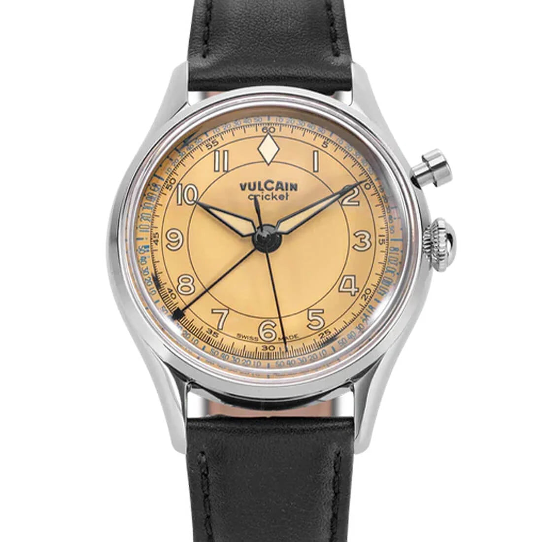 Vulcain Cricket met handopwinding, bruin-kaki, 36 mm