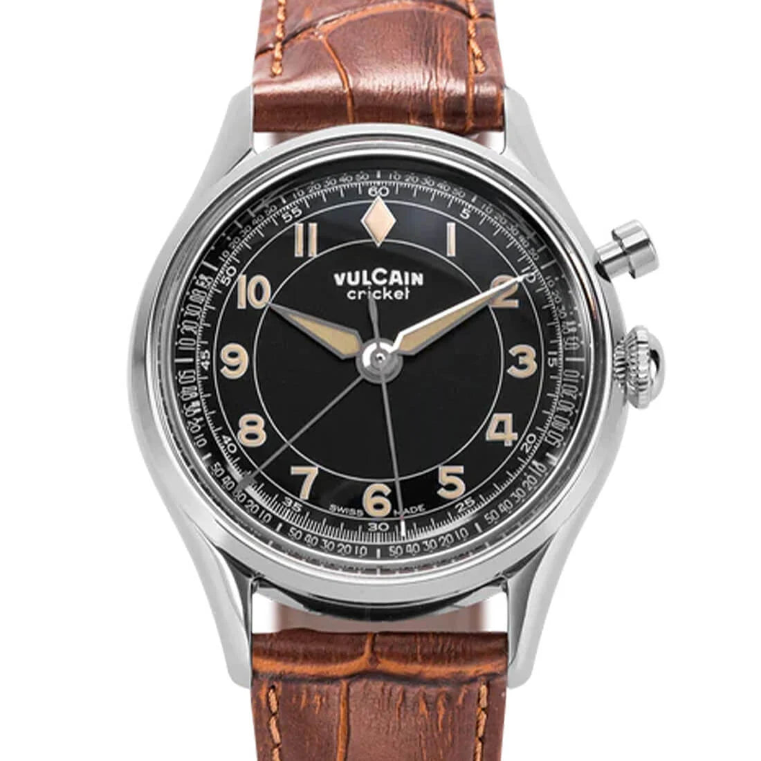 Vulcain Cricket met handopwinding, zwart, 36 mm