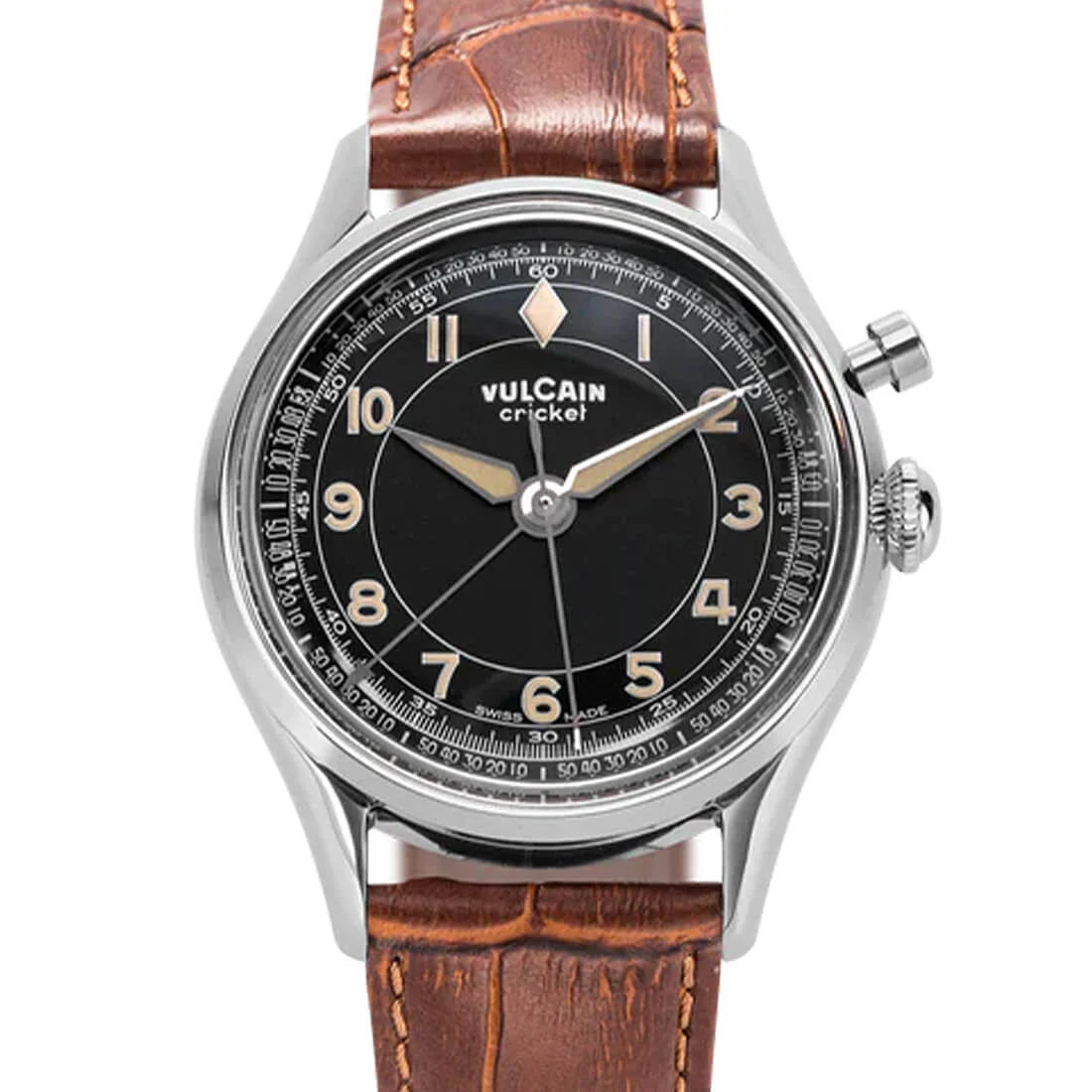 Vulcain Cricket met handopwinding, zwart, 36 mm