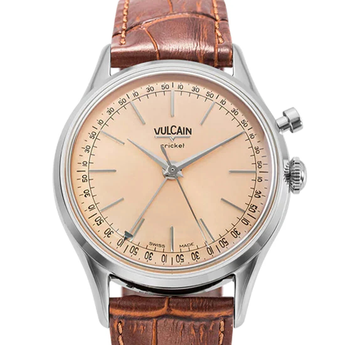 Vulcain Cricket met handopwinding, zalmkleurig, 36 mm