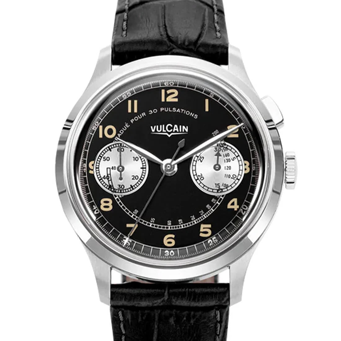 Vulcain Monopusher met handopwinding, zwart/wit, 39 mm