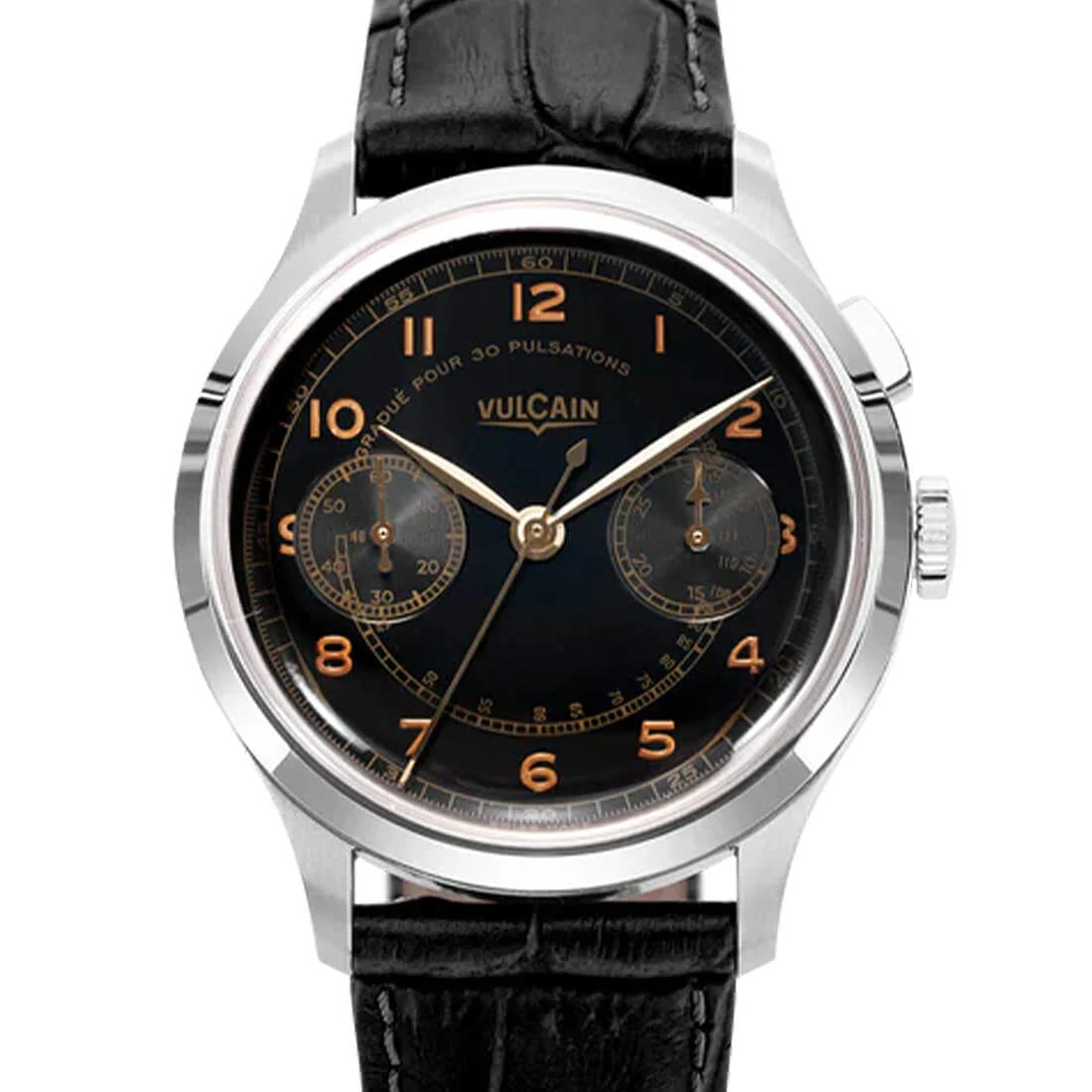 Vulcain Monopusher met handopwinding, zwart, 39 mm