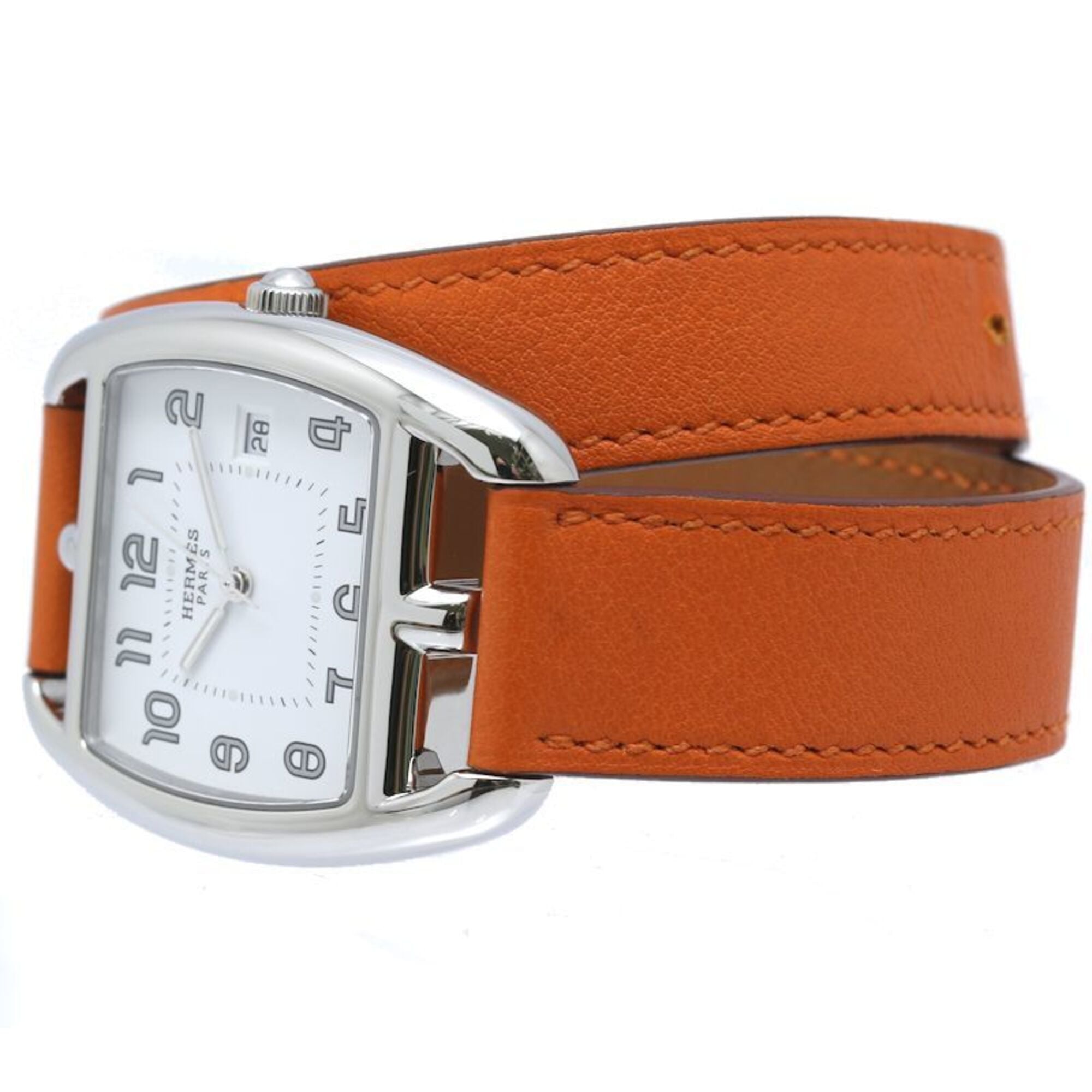 Hermes Cape Cod Tonneau Double Tour CT1.710.130.W0R1 White Dial 33mm Watch