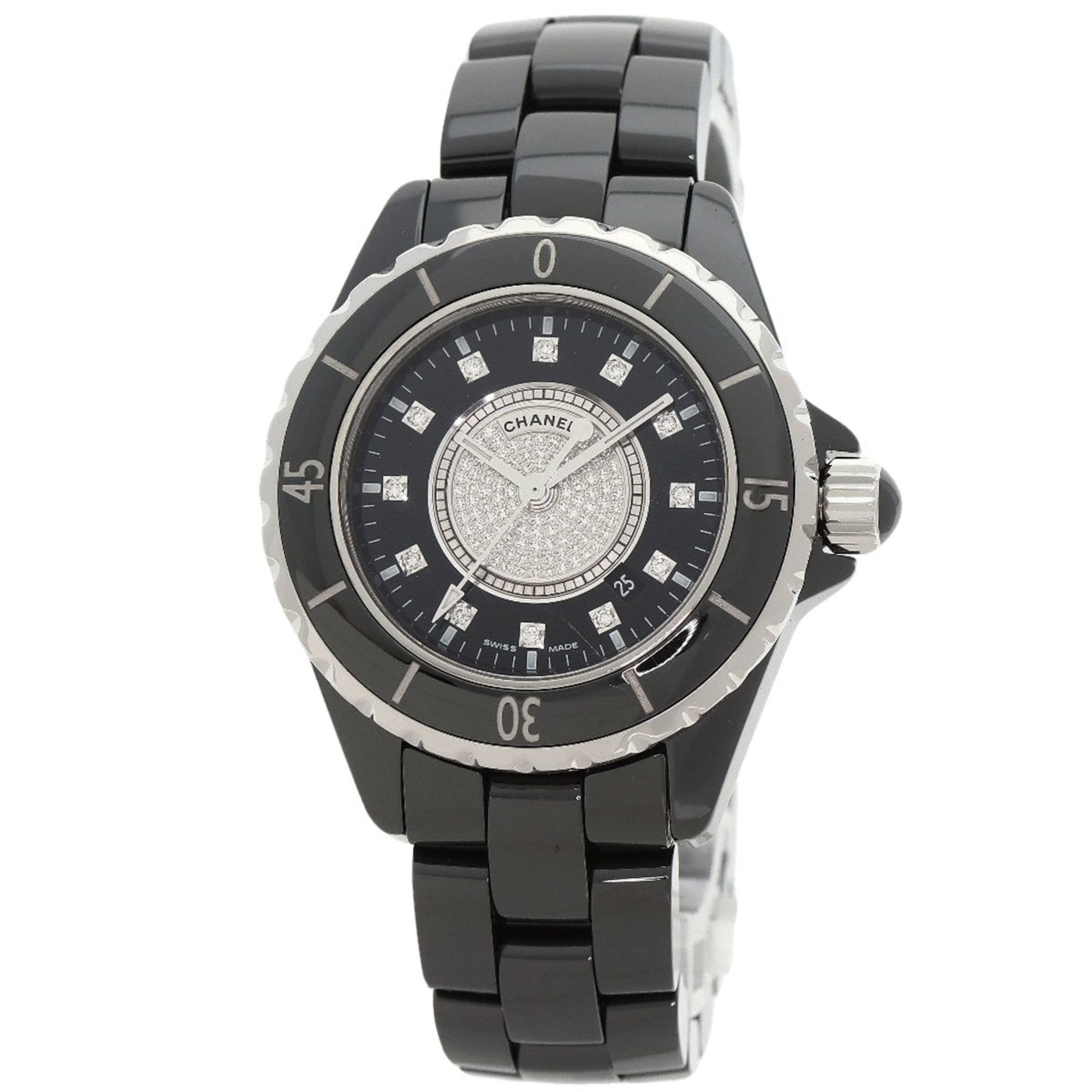CHANEL H2122 J12 33mm Center Diamond Ceramic/Ceramic Women's Watch
