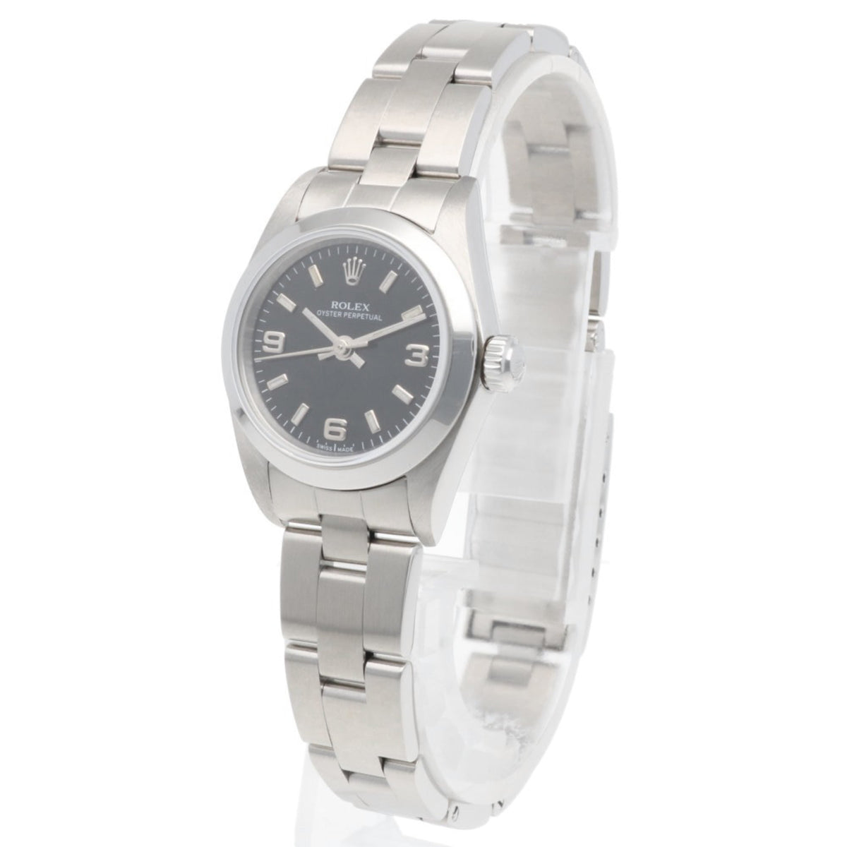 Rolex Oyster Perpetual 76080 Schwarz Zifferblatt 26 mm Uhr