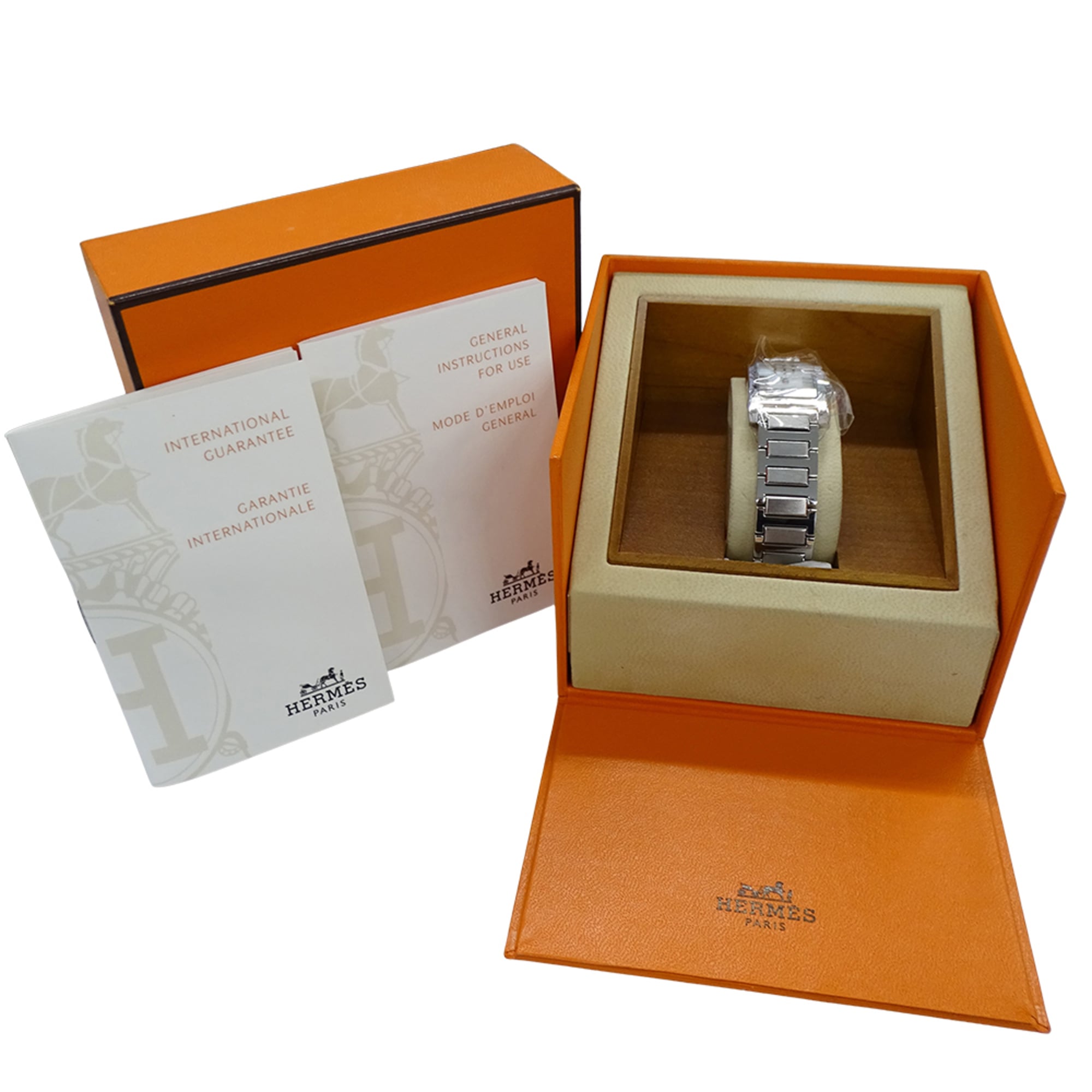 Hermes HERMES dameshorloge, Tandem Shell Quartz, roestvrij staal (SS) TA1.210, zilver, vierkant