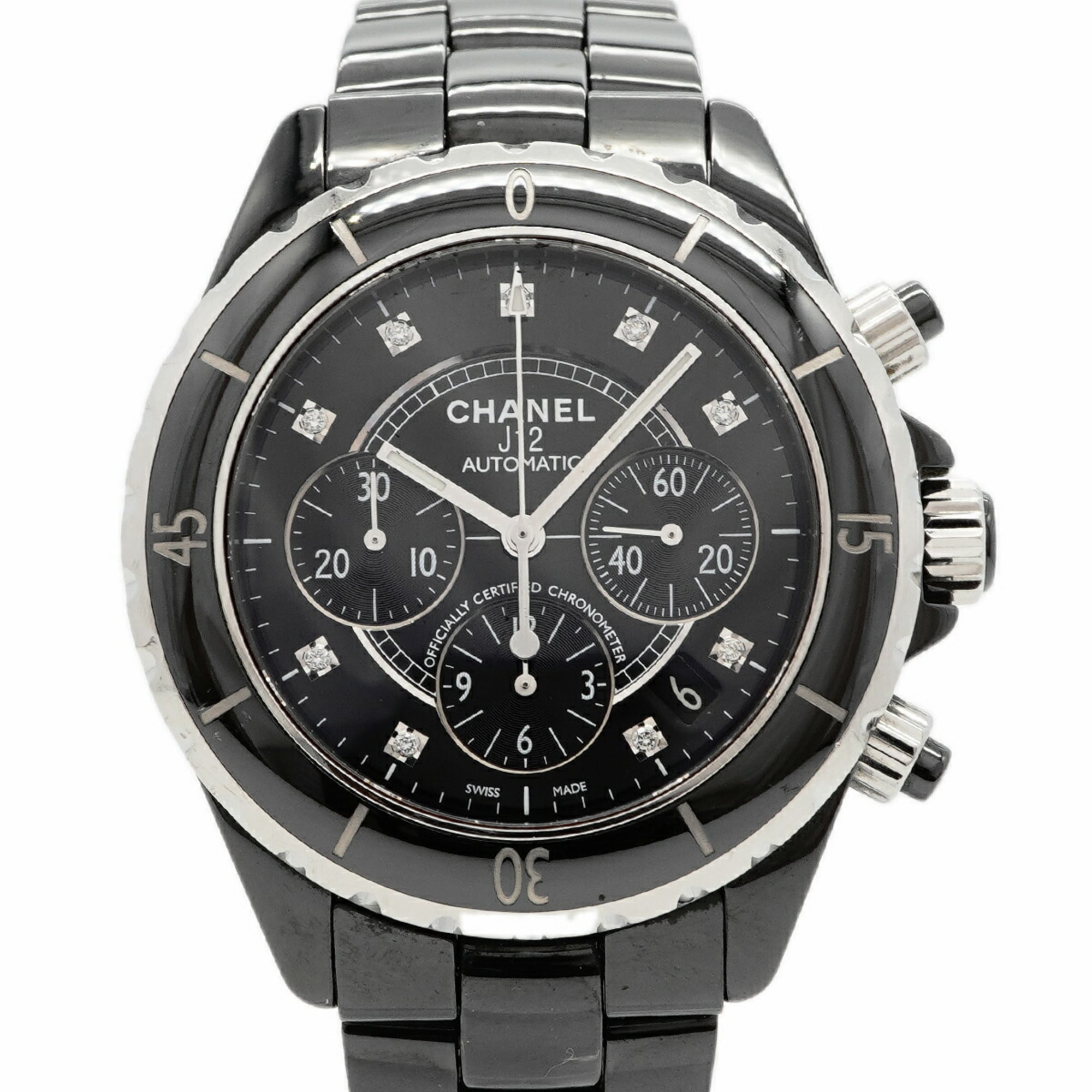 Chanel J12 Diamond H2419 Black Dial Men's Watch