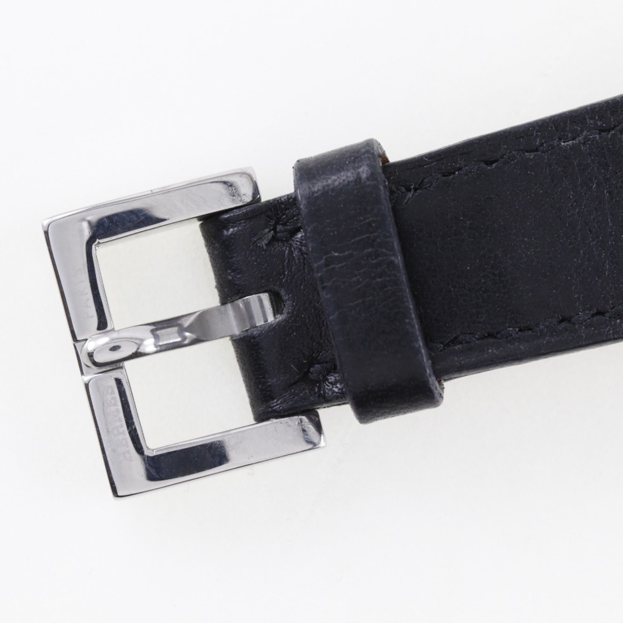 Hermes HERMES Paprika-horloge PA1.220 Roestvrij staal x leer 2002 â–¡F Kwarts Analoog display Witte wijzerplaat Dames