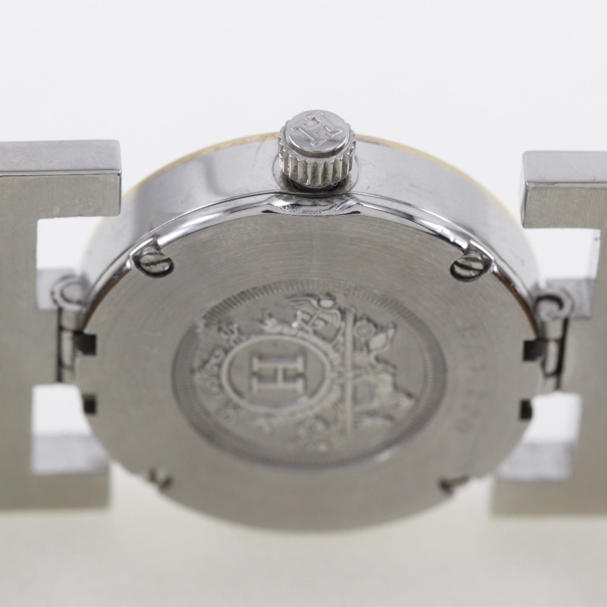 Hermes HERMES Paprika-horloge PA1.220 Roestvrij staal x leer 2002 â–¡F Kwarts Analoog display Witte wijzerplaat Dames
