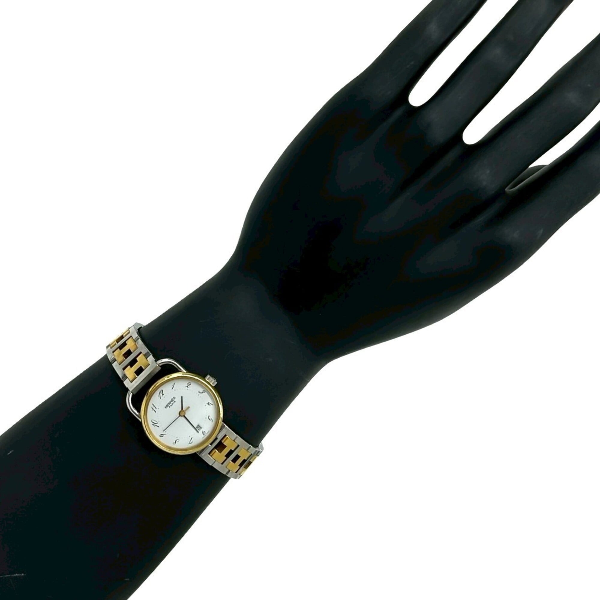 HERMES Vintage Profile GP Stainless Steel Quartz Gold 32947