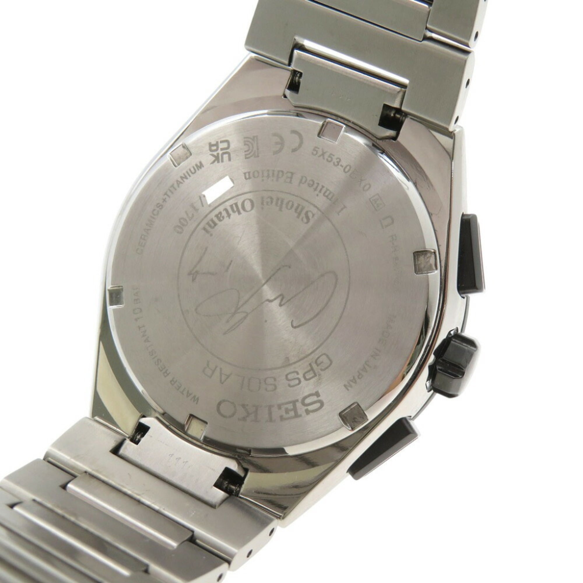 Montre-bracelet Seiko Astron modèle Shohei Otani, solaire et radio-pilotée, référence SBXC125 / 5X53-0BX0, titane/céramique, argentée, 1528SEIKO, pour homme