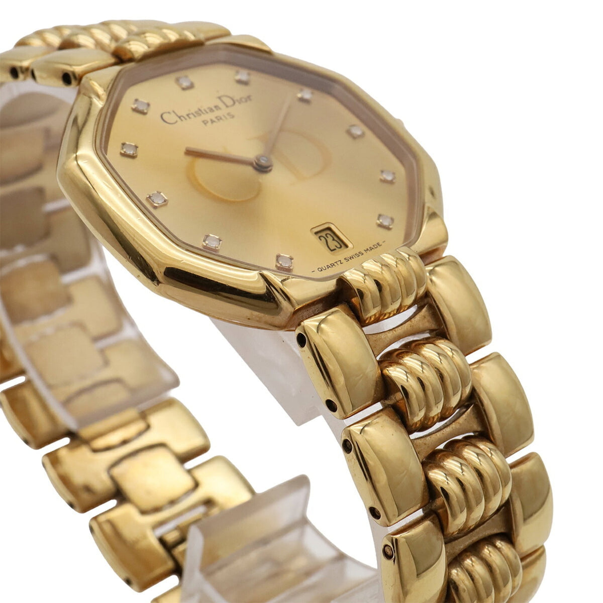 Christian Dior Octagon D45.154 horloge met gouden wijzerplaat, 32 mm