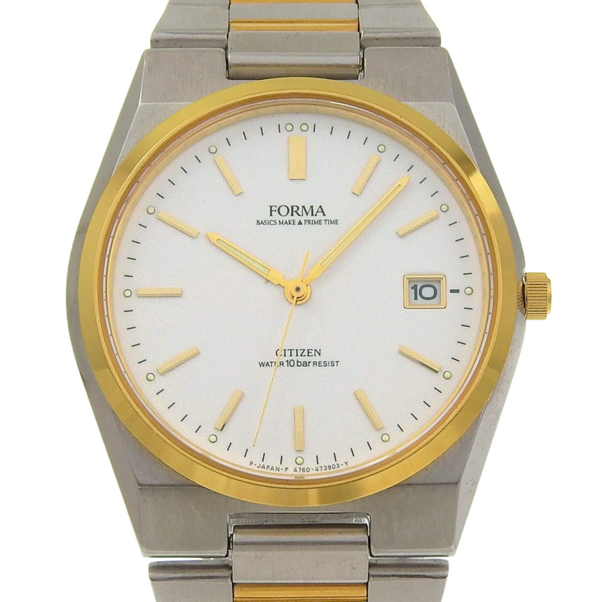 Citizen FORMA watch 4762-471369, stainless steel, quartz, analog, white dial, men's.