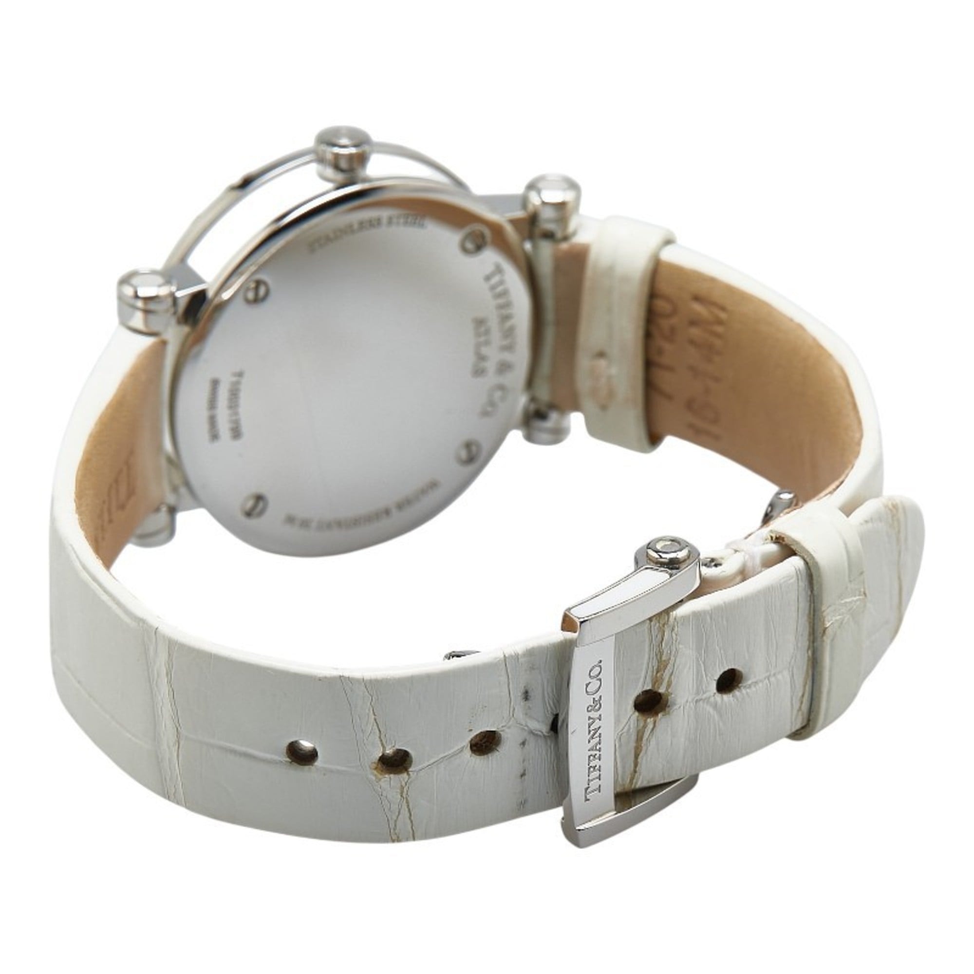Tiffany & Co. Atlas Heart Date-horloge Z1300.11.11A20A71A, kwarts uurwerk, witte wijzerplaat, roestvrij staal, leer, dameshorloge